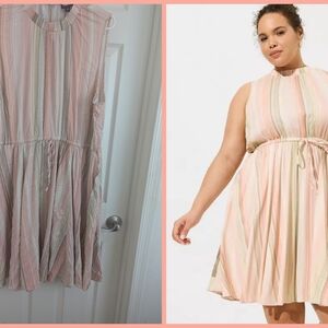 Torrid Pink and Cream Striped Mini Dress